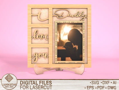 Dad Picture Frame Fathers Day SVG Bundle Laser Cut File for Glowforge and xTool