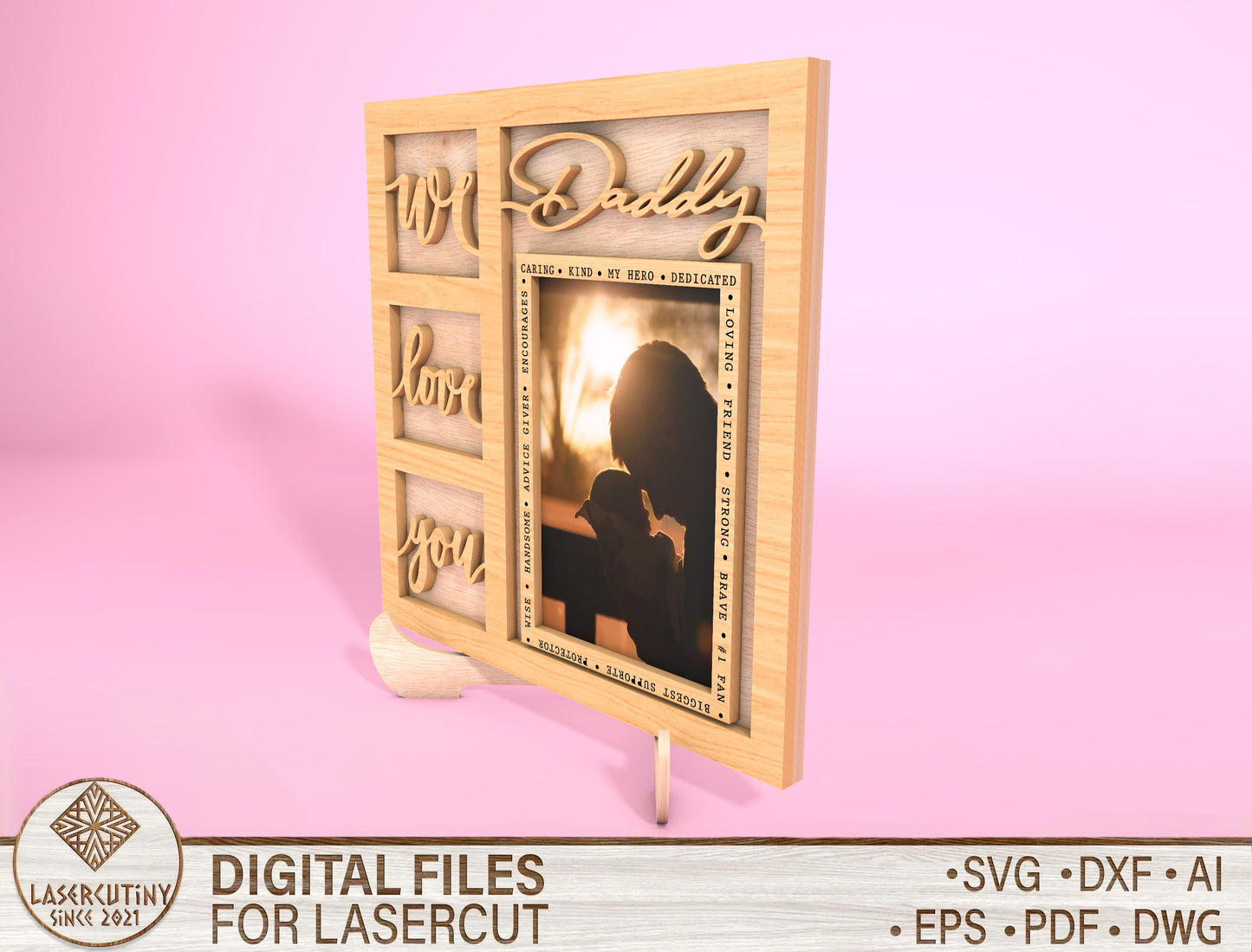 Dad Picture Frame Fathers Day SVG Bundle Laser Cut File for Glowforge and xTool