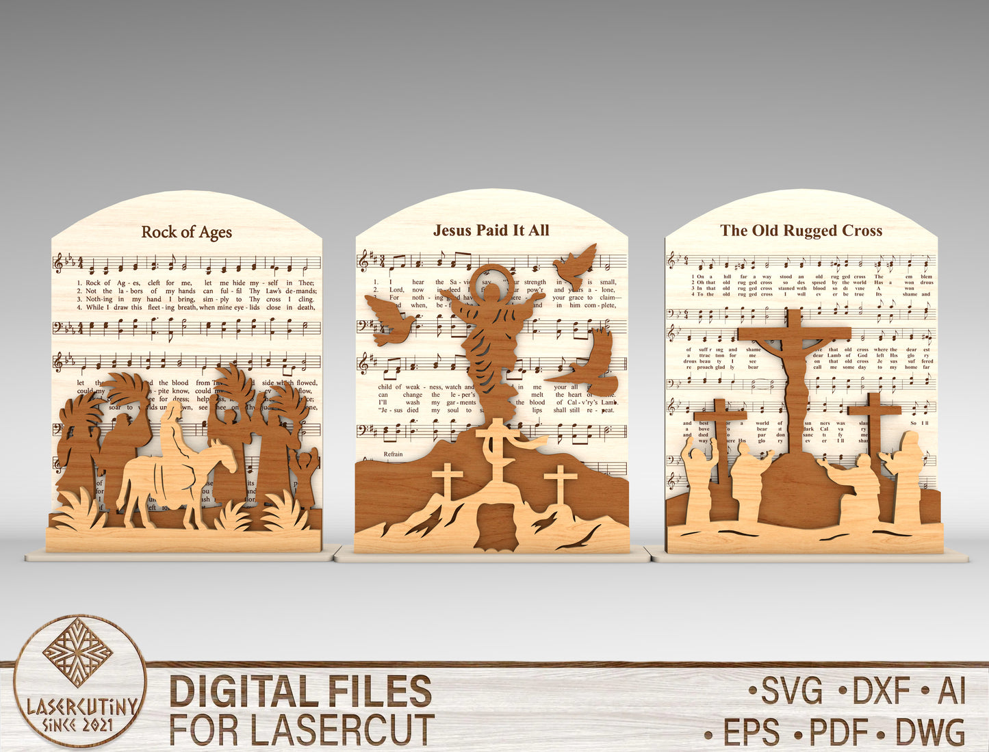 Arched Cross Panel Set SVG Easter Freestanding for Glowforge and xTool
