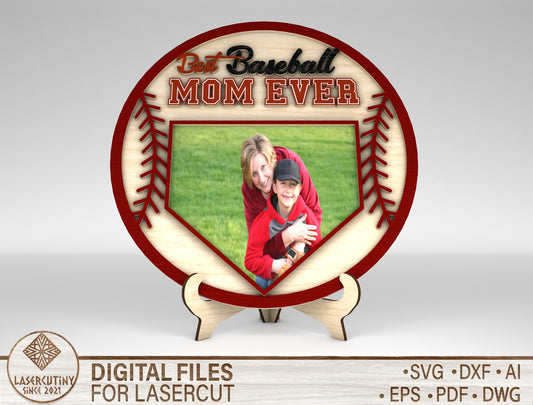 Baseball Mom Photo Frame SVG Best Baseball Mom for Glowforge