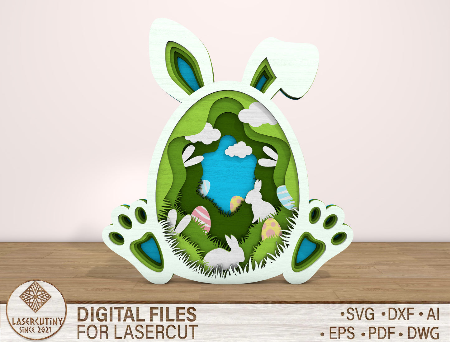 Easter Bunny Multilayer Landscape SVG Layered Scene for xTool and LightBurn