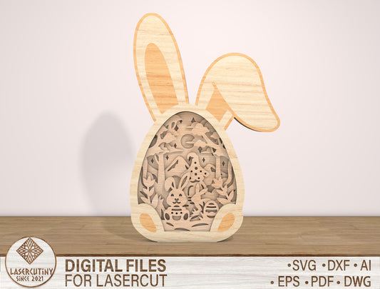 Multilayer Bunny Easter Pattern SVG Rabbit Egg Frame for Glowforge and xTool