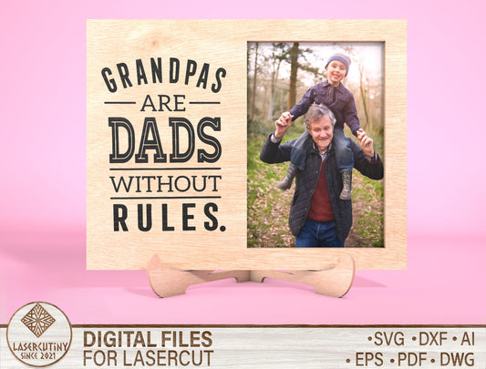 Grandpa Photo Frame SVG Laser Cut File for Glowforge and xTool