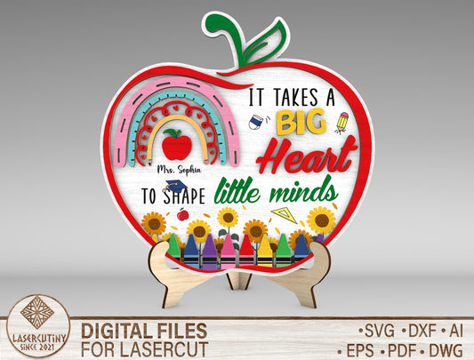 Teacher Apple Sign Quote SVG for Glowforge and LightBurn