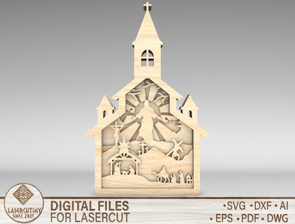 Christian Church Multilayer Jesus Cross Nativity SVG for Glowforge