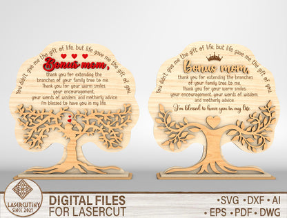 Bonus Mom Tree Quote Sign SVG Bundle for Glowforge and xTool