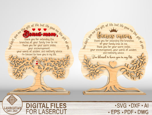 Bonus Mom Tree Quote Sign SVG Bundle for Glowforge and xTool