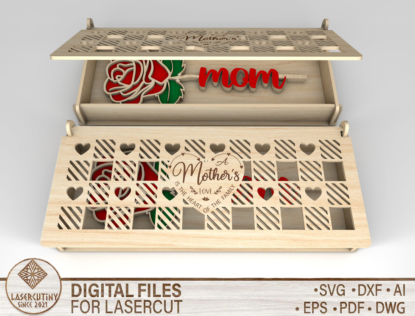 Floral Mom Gift Box SVG Bundle Mother's Day for LightBurn and xTool