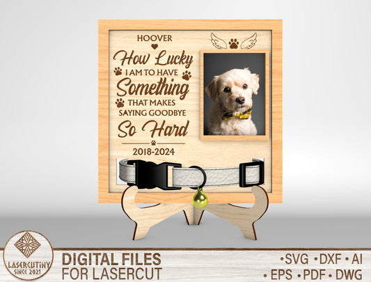 Pet Memorial Collar Holder SVG Dog Remembrance Photo Frame Laser Cut File for Glowforge and xTool