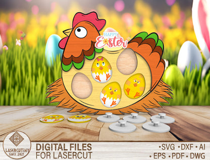 Chicken Easter Board Game SVG Wooden Egg Matching for LightBurn and xTool