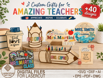 Teacher Back To School Essentials Bundle SVG Laser Cut File for Glowforge, xTool and LightBurn
