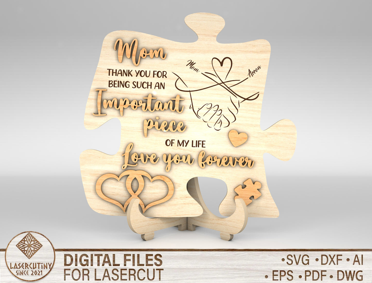 "I Picked You" Mom Puzzle Sign SVG for xTool and LightBurn