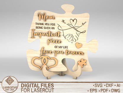 "I Picked You" Mom Puzzle Sign SVG for xTool and LightBurn