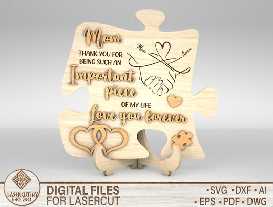 "I Picked You" Mom Puzzle Sign SVG for xTool and LightBurn