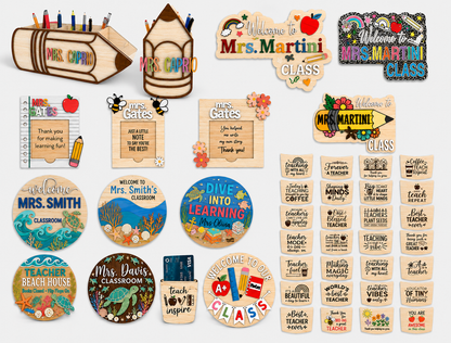 Teacher Back To School Essentials Bundle SVG Laser Cut File for Glowforge, xTool and LightBurn