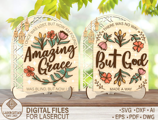 Christian Arch Sign SVG Amazing Grace and But God for LightBurn and Glowforge