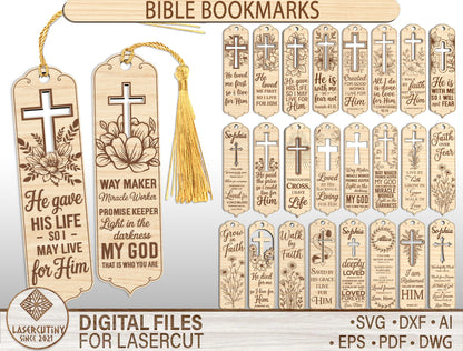 Bible Bookmark Cross SVG 26 Designs Laser Cut for LightBurn and Glowforge