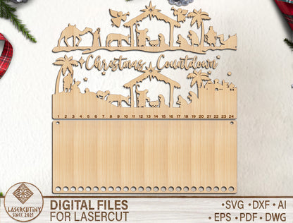 Nativity Christmas Countdown SVG Candy Cane Advent Laser Cut File