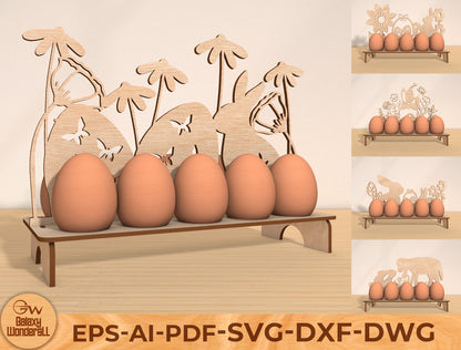 Easter Egg Holder Shelf Laser Cut File | Spring Tabletop Decor | Ready to Cut | Glowforge, xTool, LightBurn, etc.