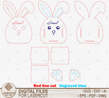 Happy Easter Bunny Egg Basket SVG 6 Designs for Glowforge and xTool