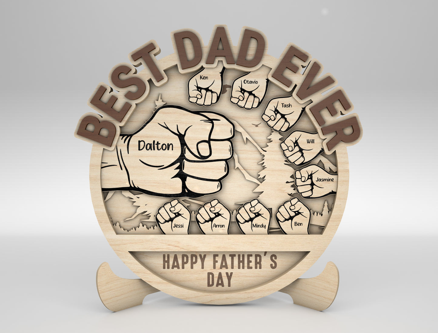 Personalized Best Dad Fist Bump Sign SVG Laser Cut File for Glowforge and xTool