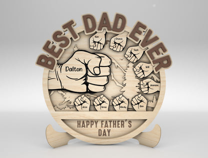 Personalized Best Dad Fist Bump Sign SVG Laser Cut File for Glowforge and xTool
