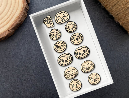 Sloth Stud Earrings SVG Laser Cut File for Glowforge and LightBurn