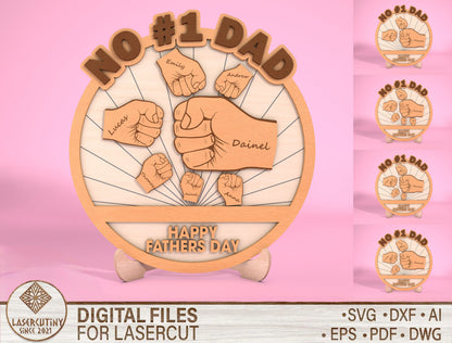 Personalized No 1 Dad Sign SVG Laser Cut File for Glowforge
