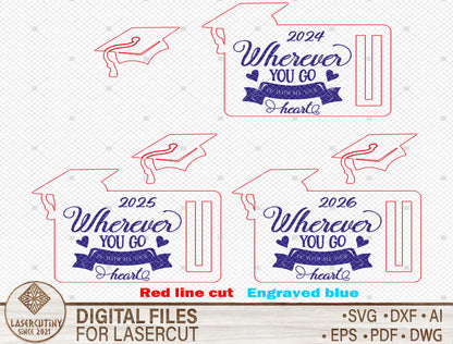 Graduation Money Card SVG Laser Cut File for LightBurn and Glowforge