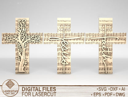 Christian Cross Tabletop Faith Shelf Sign SVG Bundle for Glowforge and xTool