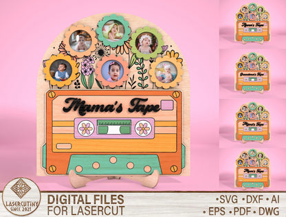 Mom Cassette Tape Photo Frame SVG for xTool and LightBurn