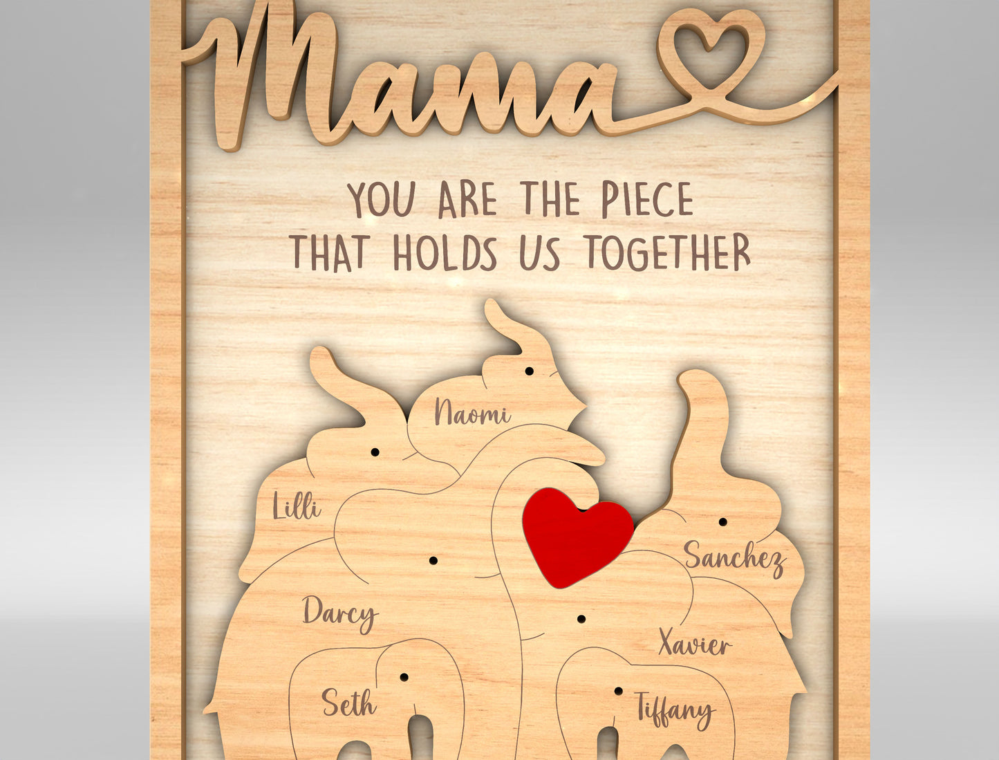 Custom Name Kids Family Sign SVG Multiple Mom Titles for LightBurn