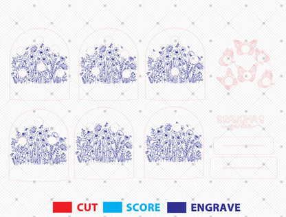 Grandma's Garden Butterfly Photo Frame SVG for LightBurn and xTool