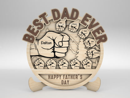 Personalized Best Dad Fist Bump Sign SVG Laser Cut File for Glowforge and xTool