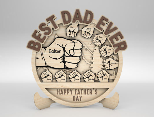 Personalized Best Dad Fist Bump Sign SVG Laser Cut File for Glowforge and xTool