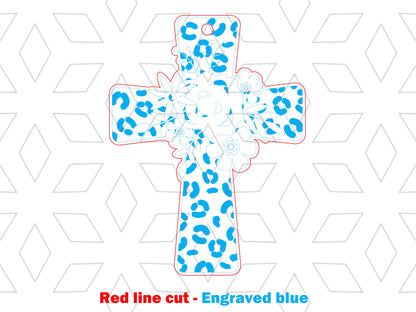 Floral Cross Earrings SVG Spring Flower Easter Jewelry for Glowforge