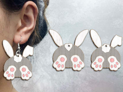 Bunny Butt Earrings SVG Cute Rabbit Tail Easter for LightBurn and xTool
