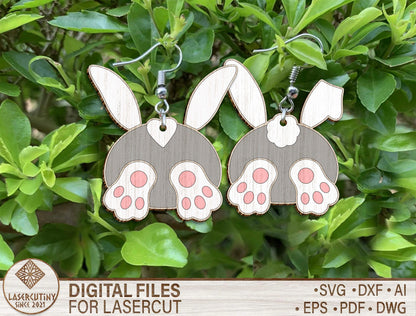 Bunny Butt Earrings SVG Cute Rabbit Tail Easter for LightBurn and xTool