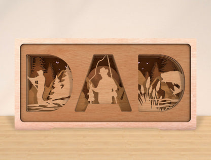 Fishing Dad Layered Name Sign SVG Laser Cut File for Glowforge