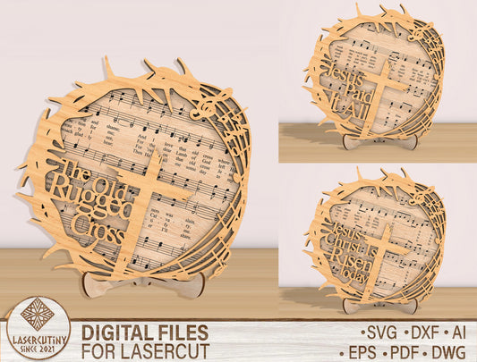 Christian Cross Tabletop Sign SVG Jesus Paid It All for Glowforge