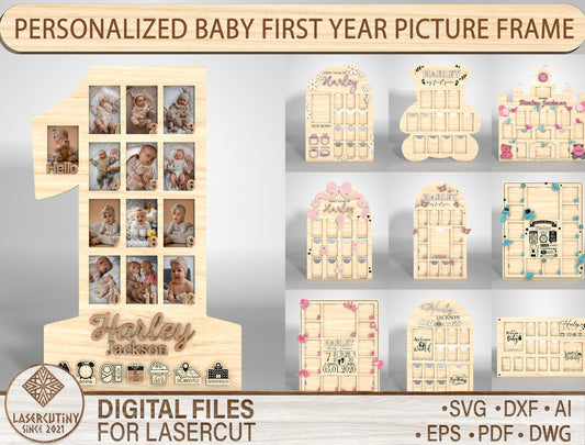 Personalized Baby Milestone Frame SVG for xTool and Glowforge