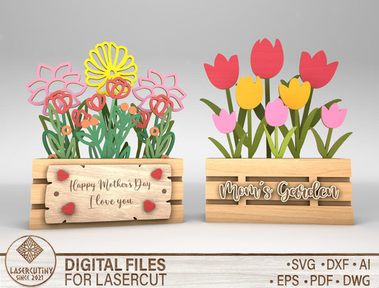 Flower Pot SVG Bundle Mother's Day Tabletop Decor for xTool