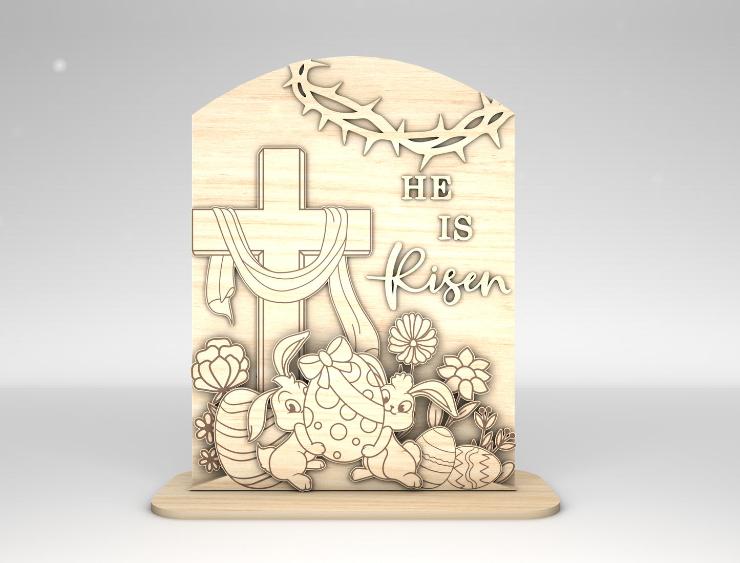 He Is Risen Easter Tabletop Sign SVG Set Religious for LightBurn and xTool