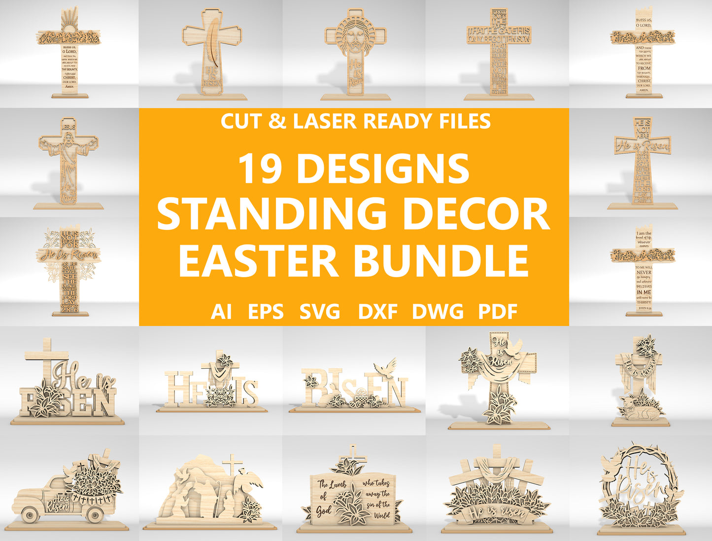 19 Easter Standing Decor Bundle SVG Laser Cut for Glowforge and xTool
