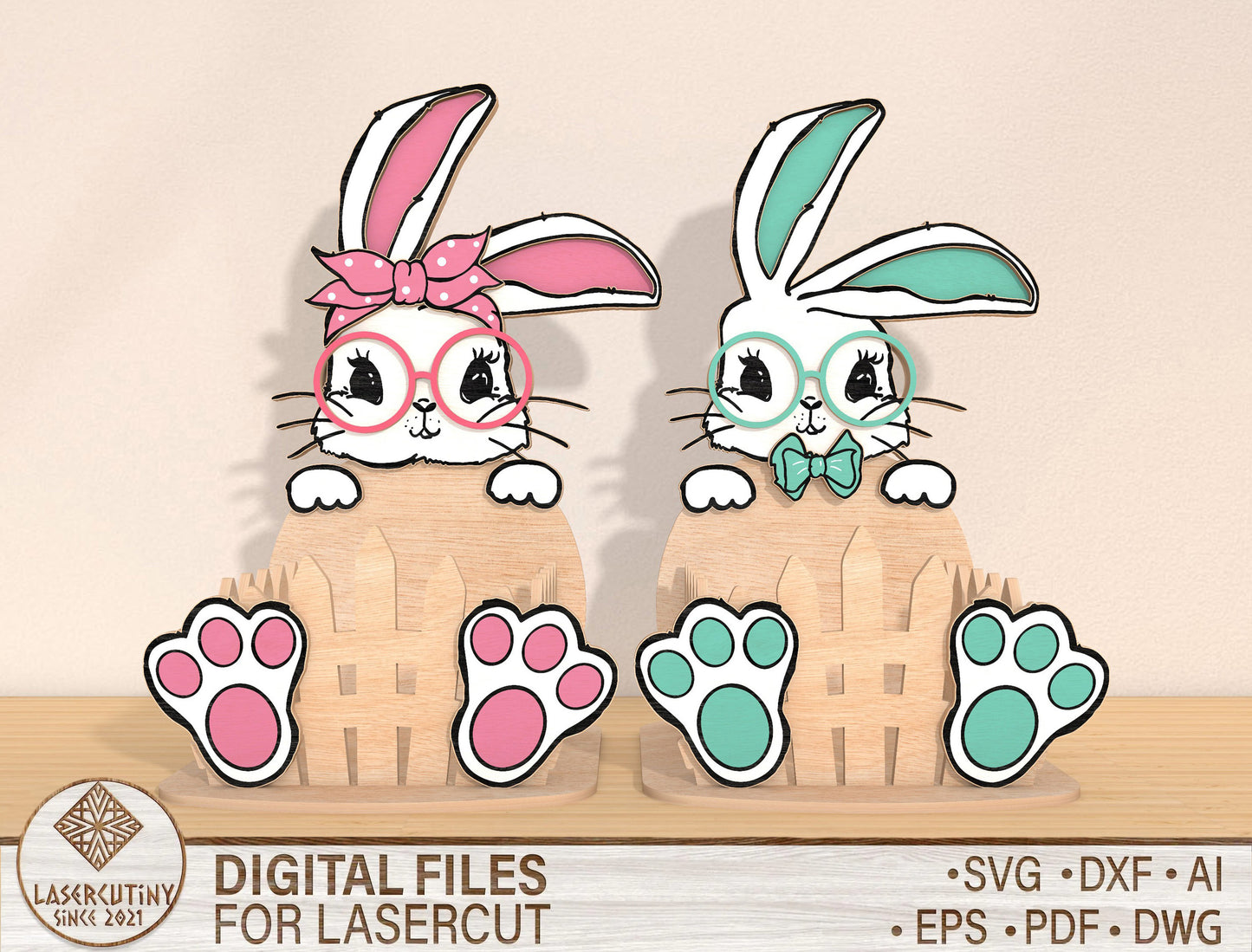 Bunny Basket Holder SVG Bundle Cute Rabbit Candy Easter for Glowforge