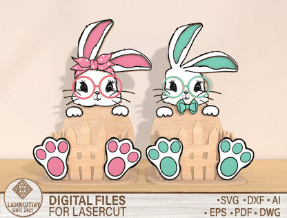 Bunny Basket Holder SVG Bundle Cute Rabbit Candy Easter for Glowforge