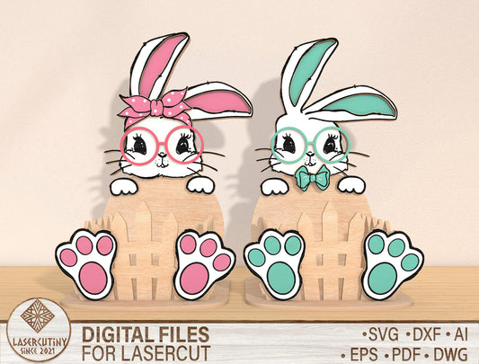 Bunny Basket Holder SVG Bundle Cute Rabbit Candy Easter for Glowforge