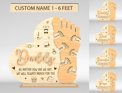 Personalized Dad Footprint Sign SVG Laser Cut File for LightBurn and xTool