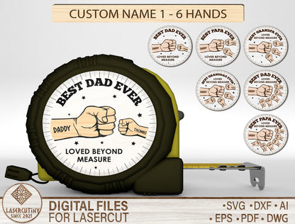 "Loved Beyond Measure" Dad Tape Measure Sign SVG Laser Cut File for xTool and LightBurn
