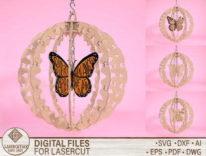 Butterfly Memorial Wind Spinner SVG Laser Cut File for Glowforge xTool LightBurn